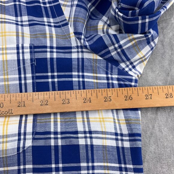 Lauren Ralph Lauren Shirt Men XLarge Blue Yellow‎ Plaid Regular Fit Soft Stretch - Picture 7 of 12